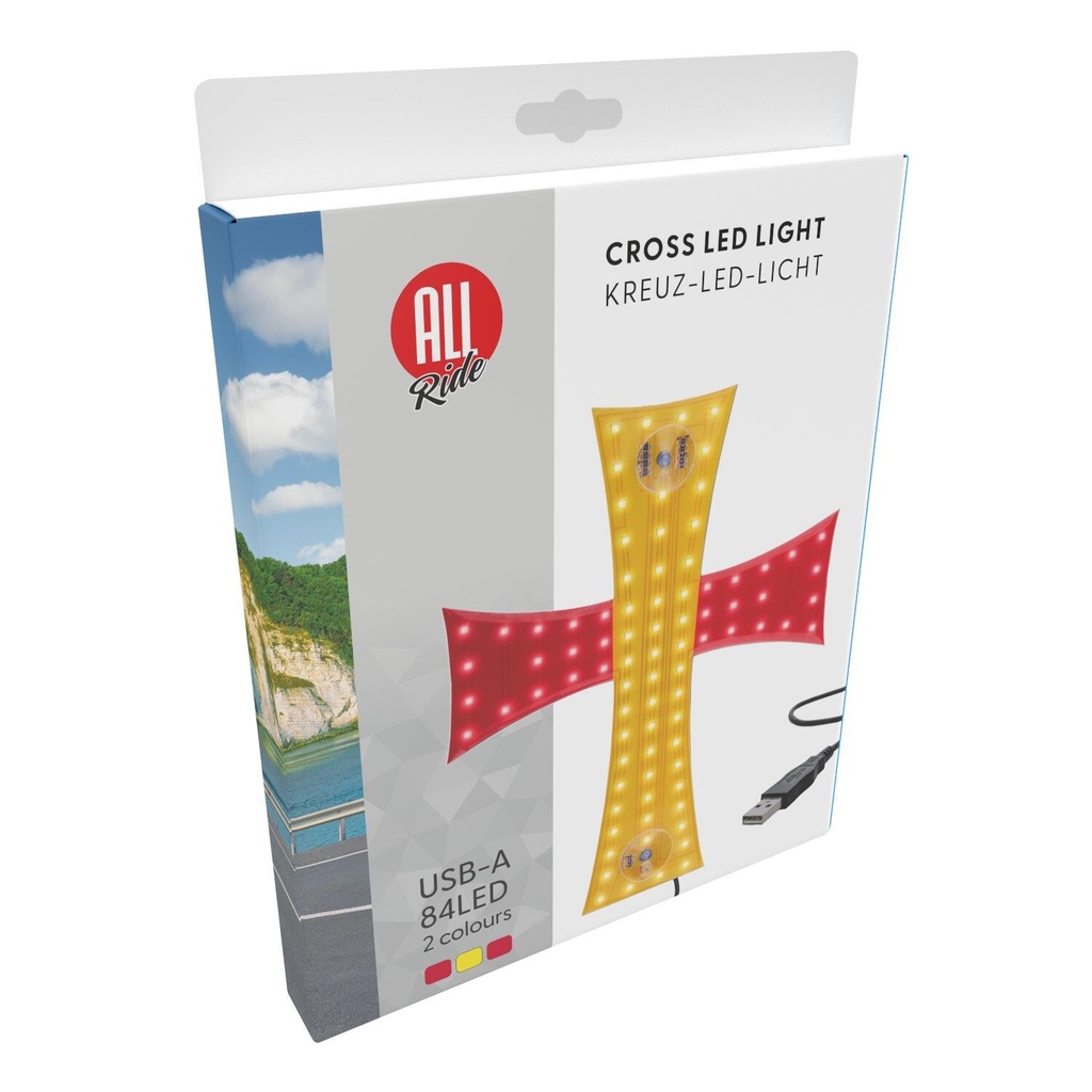 ALL RIDE Cross LED Light USB-A Red-Yellow 84LED
