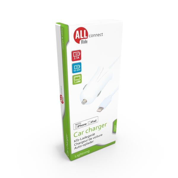 ALL RIDE Car Charger I-phone 2.1A 12/24V 1.2M
