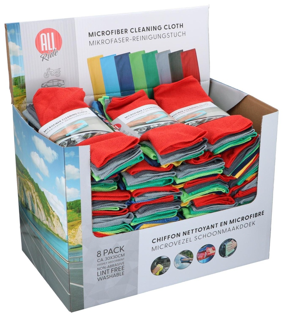 ALL RIDE Microfiber Cloth 30x30cm 200gsm 8-Pack