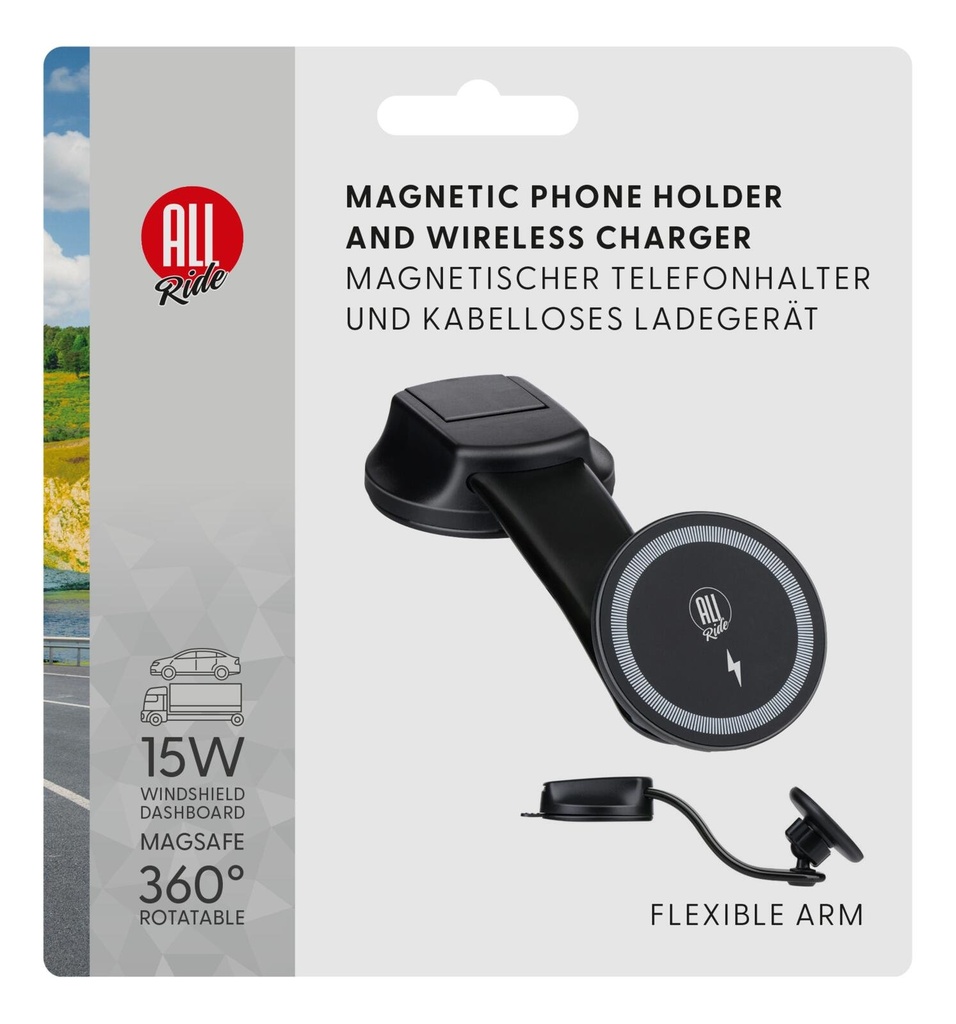 ALL RIDE Wireless Charger Phone Holder 15W Dashboard
