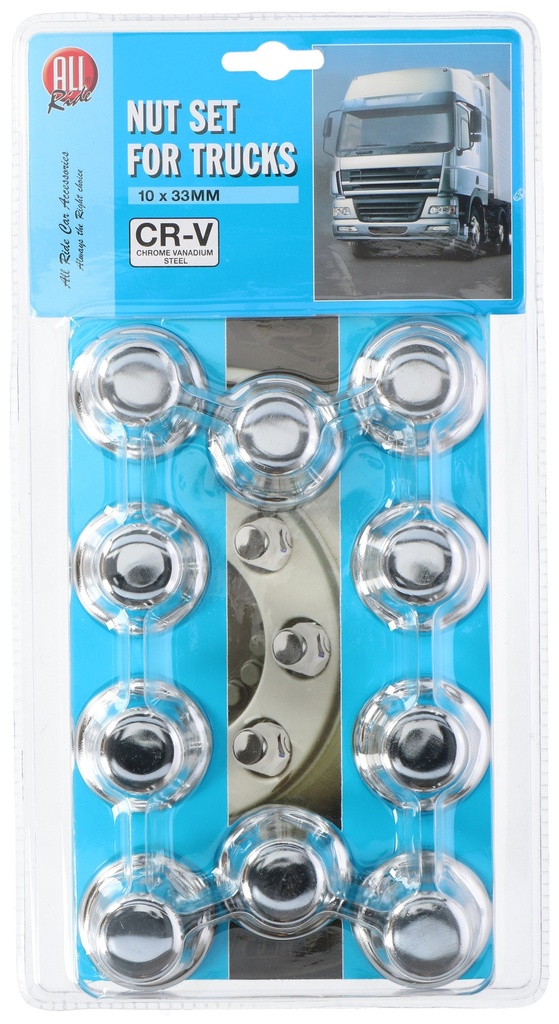 ALL RIDE Wheel Nut Covers 33mm Chrome
