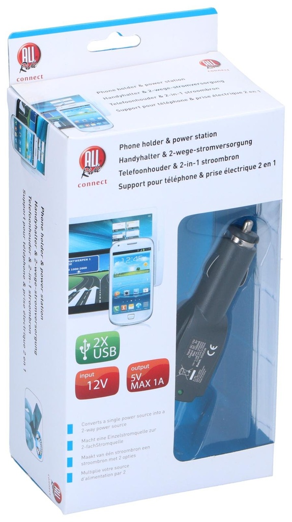 ALL RIDE Phone Holder 2 USB Ports 12V Car Charger