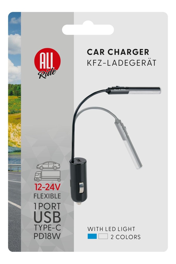 ALL RIDE Car Charger with LED Light 18W PD