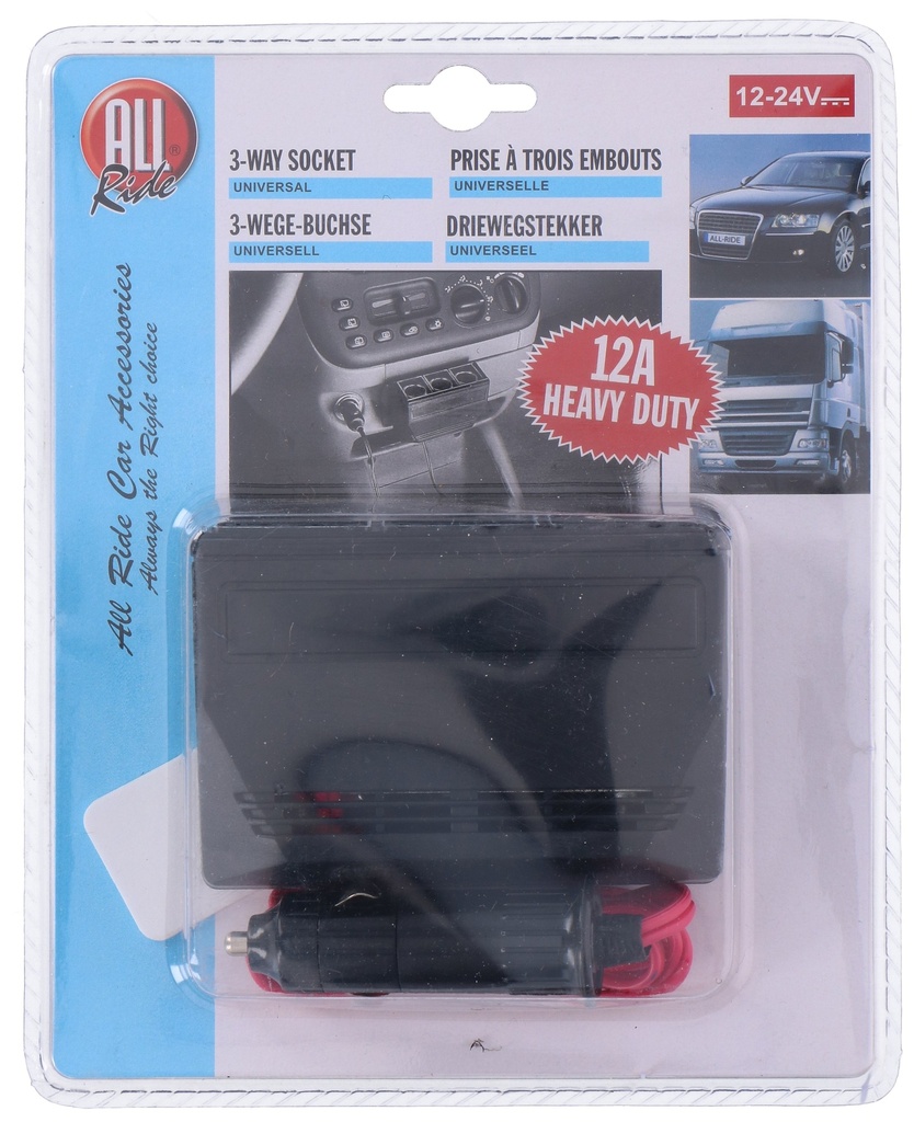 ALL RIDE Lighter Plug 3-Way 12A 12-24V