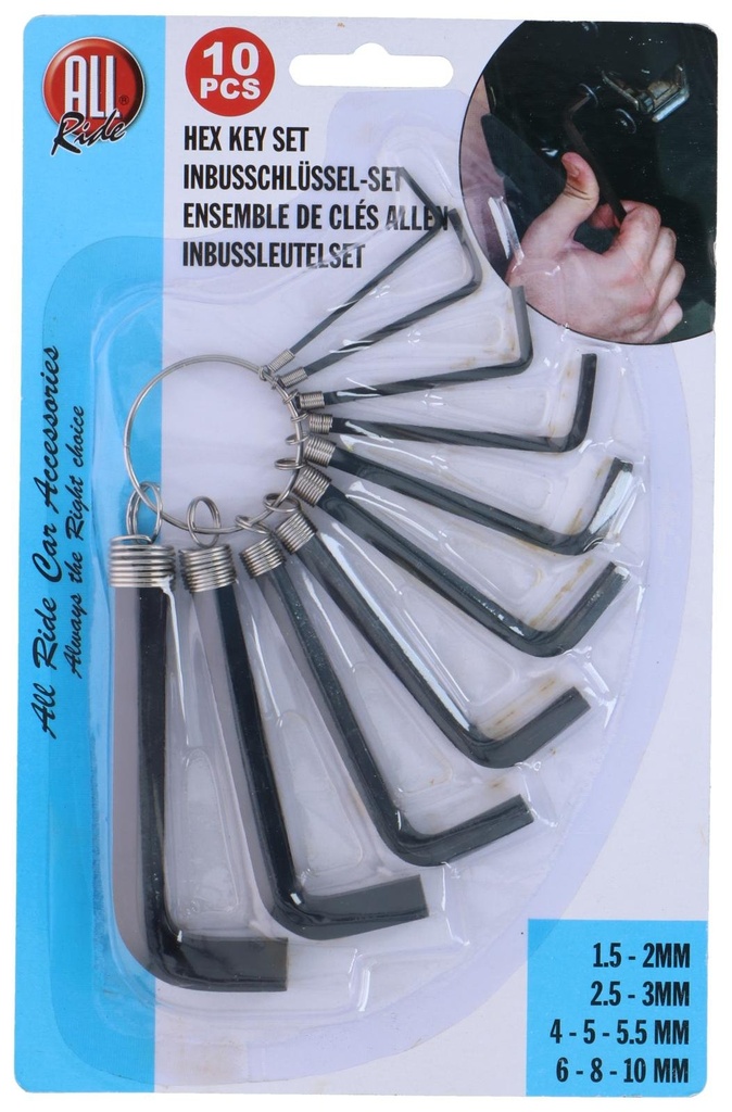 [871125204356] ALL RIDE Hex Key Set 10-Piece
