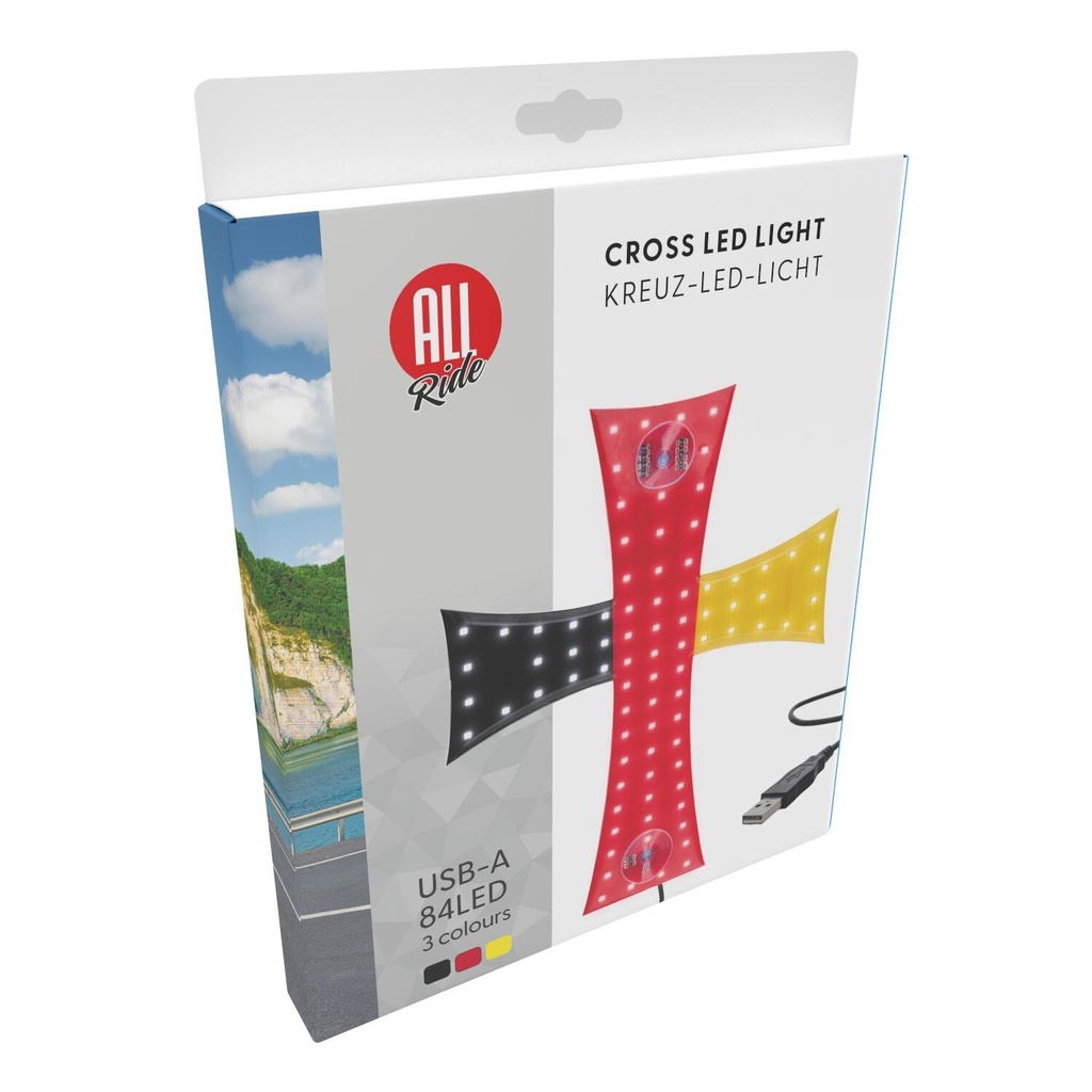 ALL RIDE Cross LED Light USB-A 84LED Black-Red-Yellow