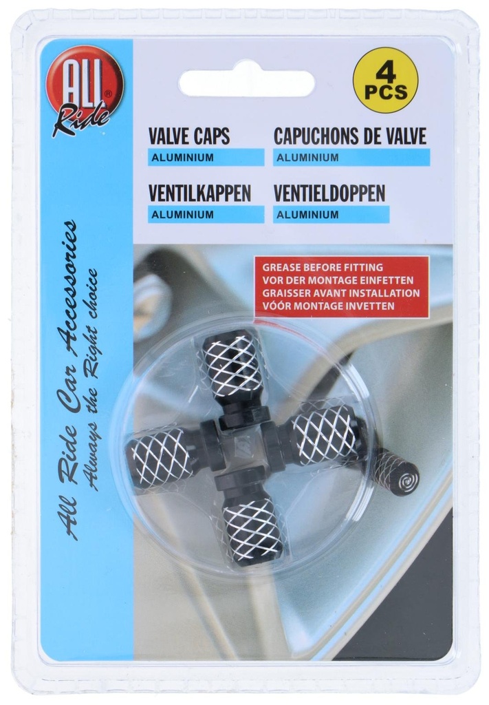 ALL RIDE Black Valve Caps Car 2.3x1cm