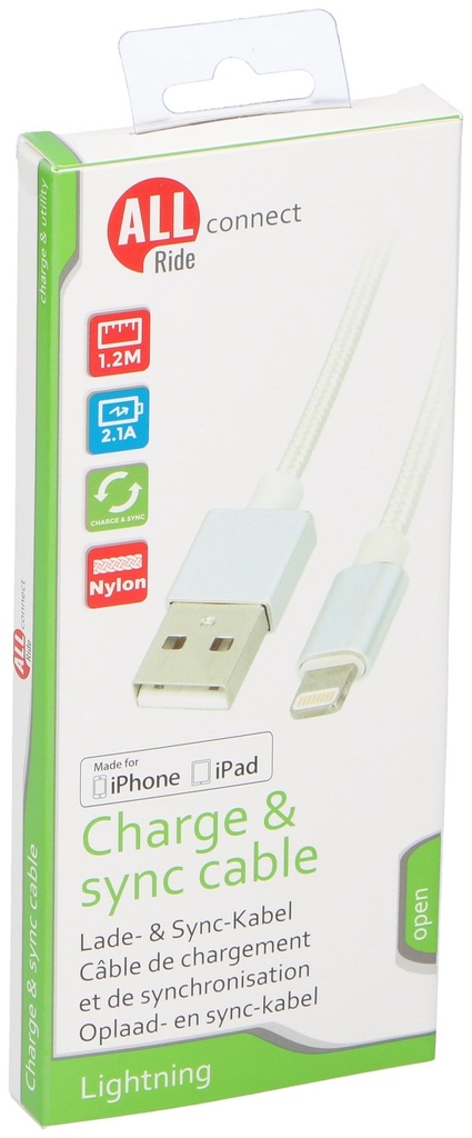 ALL RIDE USB Lightning Cable 2.1A 1.2m