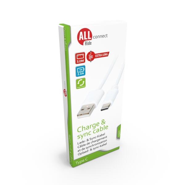 ALL RIDE USB Type-C Cable 3m 2A White