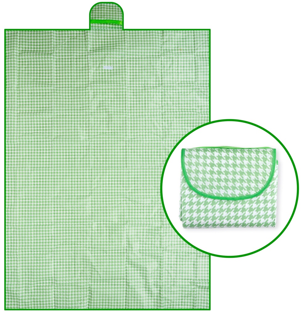 CAMP ACTIVE Foldable Picnic Mat – Green Houndstooth Pattern
