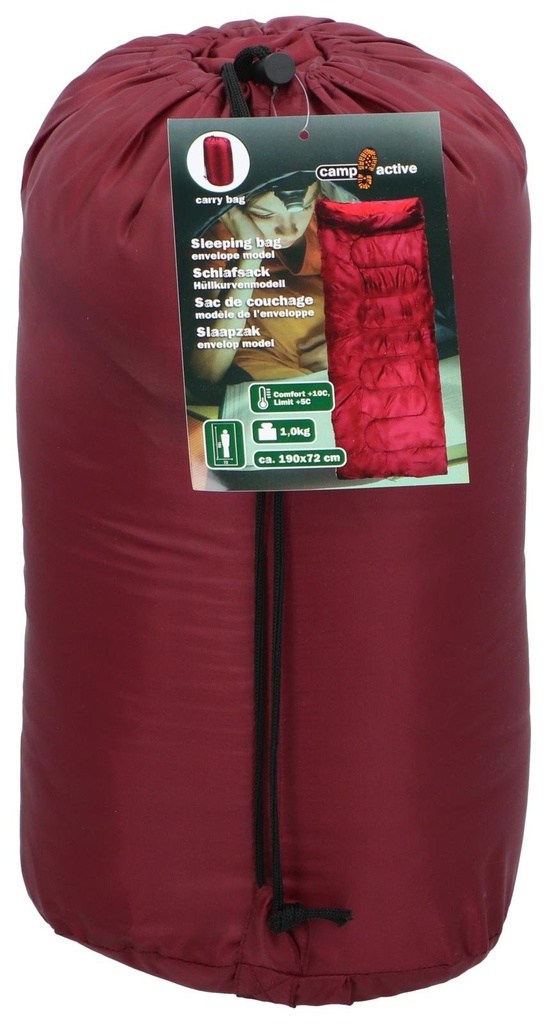 CAMP ACTIVE Sleeping Bag Envelope Red 190x72cm