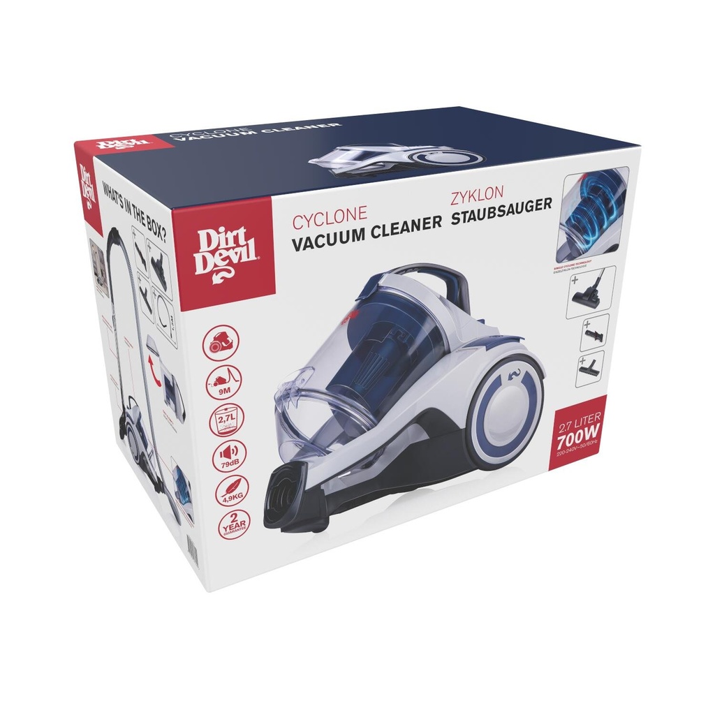 DIRT DEVIL Vacuum Cleaner Bagless 700W 2.7L Cyclone