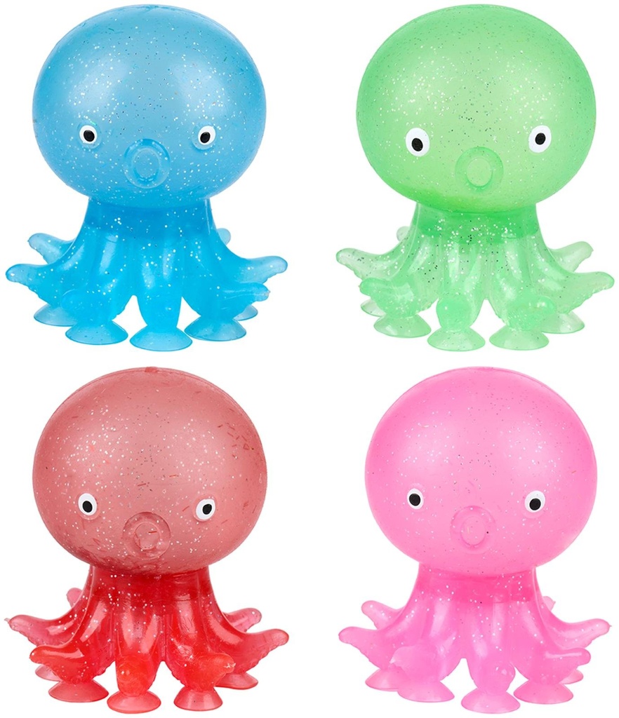 EDDY TOYS Squish Octopus With Glitter And Suction Cup