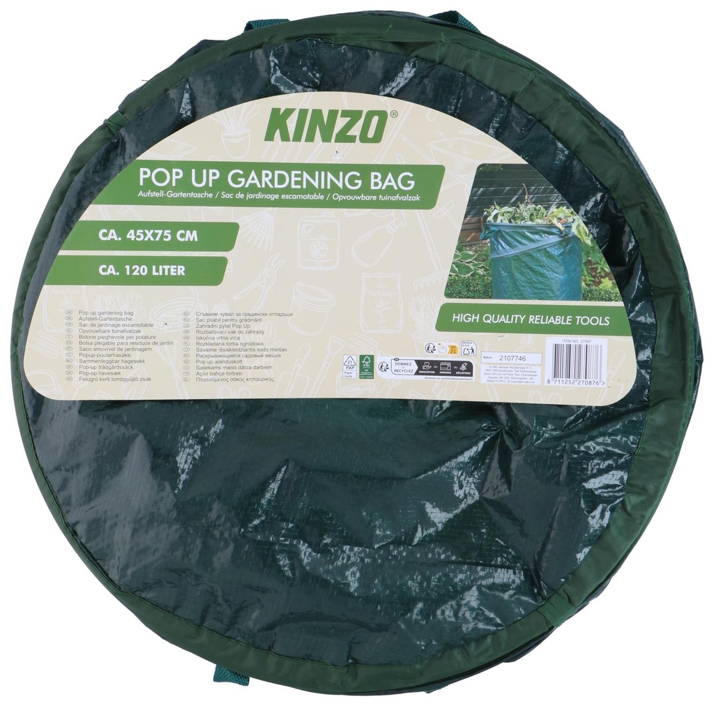 KINZO Pop-up Garden Waste Bag 120L 45x75cm