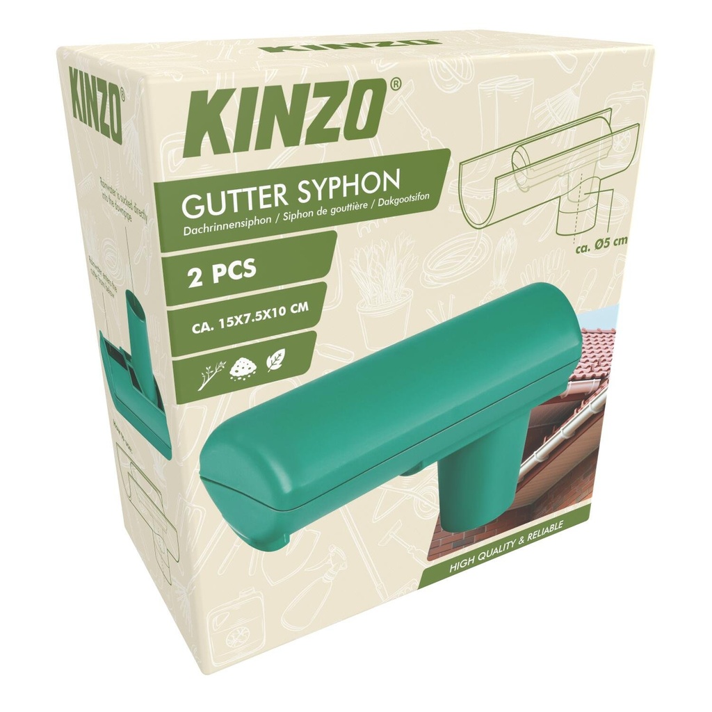 KINZO Gutter Syphon Green 15x7.5x10cm