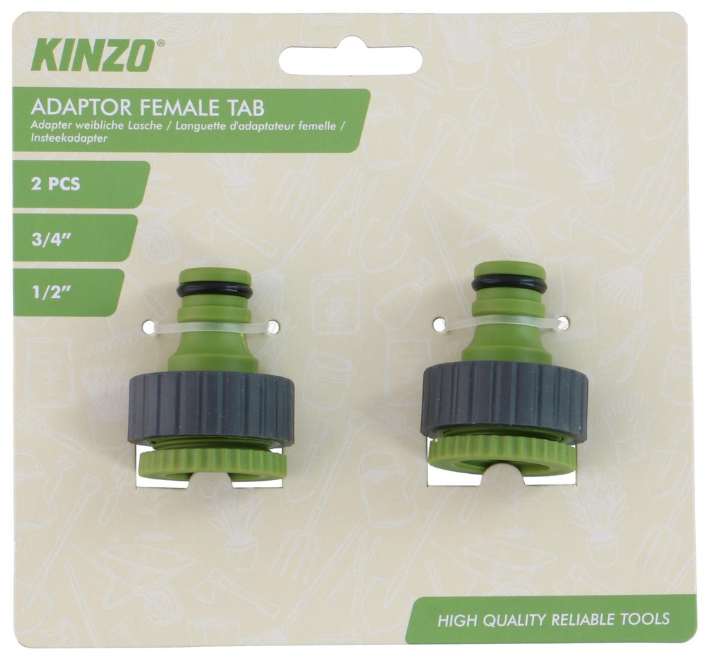 KINZO Female Tap Adaptor 1/2"-3/4" Garden