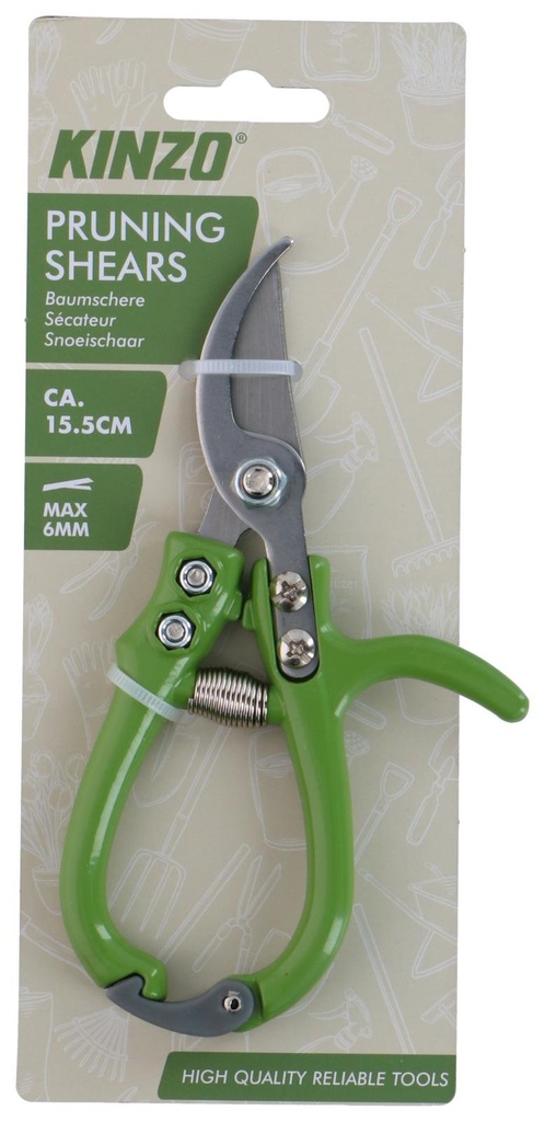 KINZO Pruning Shears 15.5cm with Finger Support