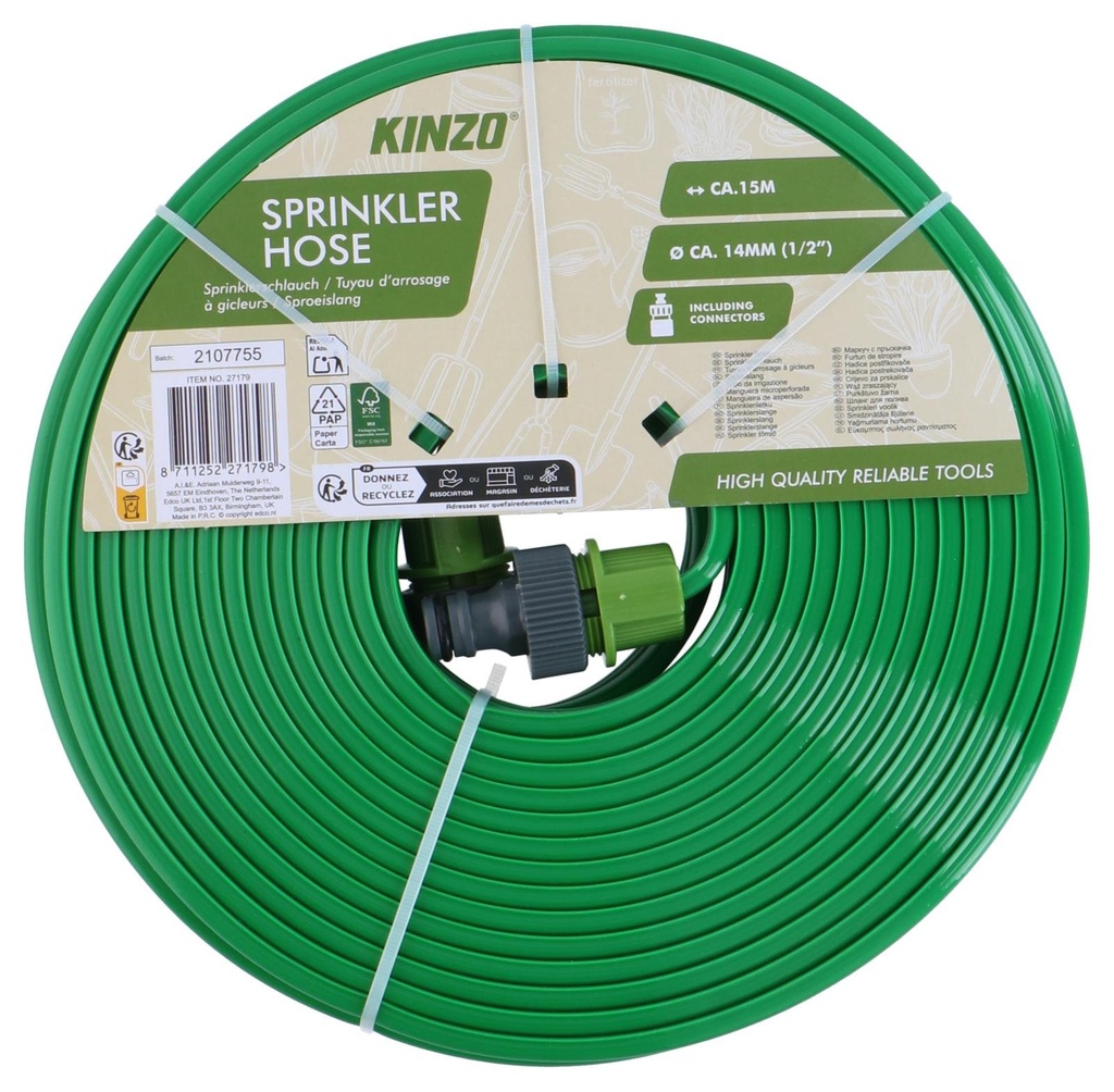 KINZO Sprinkler Hose 15 Meter Ø14mm