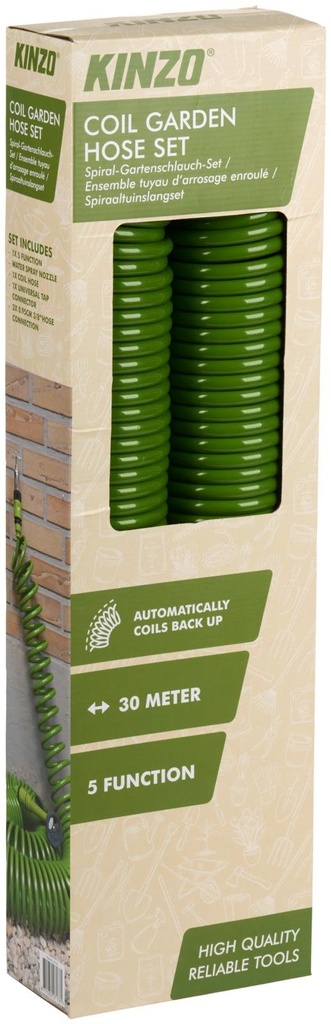 KINZO Spiral Garden Hose 30m for Watering