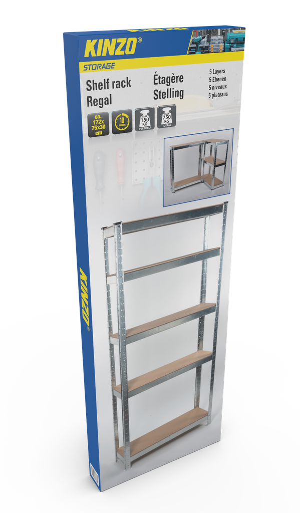 KINZO Shelf Rack 5 Layers 172x75x30cm 150kg