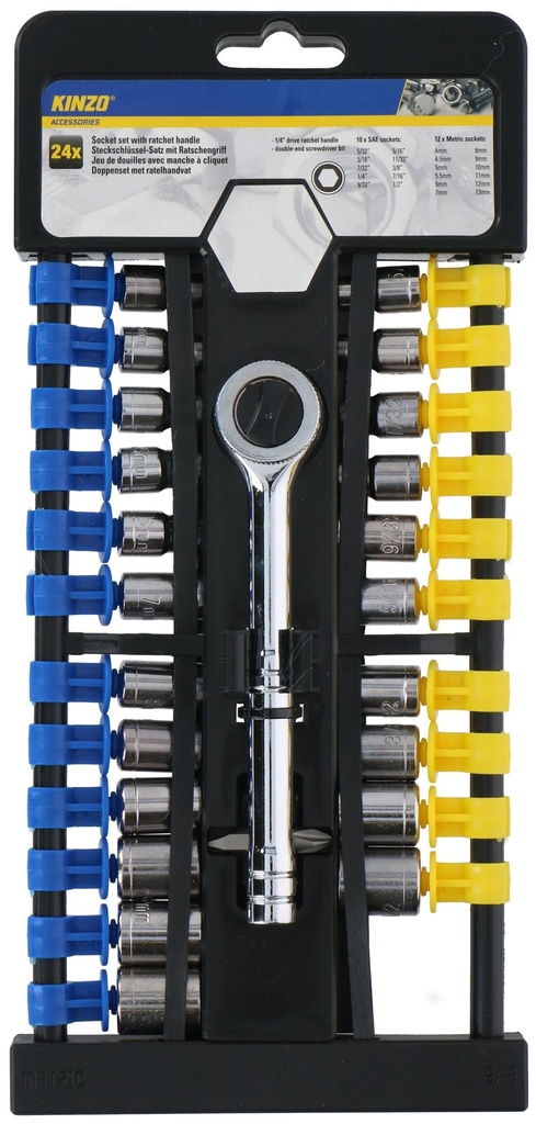 KINZO Socket Wrench with Ratchet 1/4 Inch