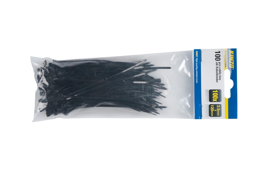 KINZO Black Cable Tie 2.5x120mm