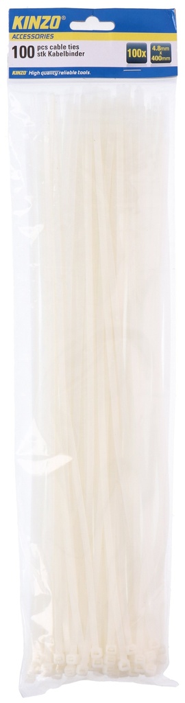 KINZO White Cable Tie 4.8x400mm