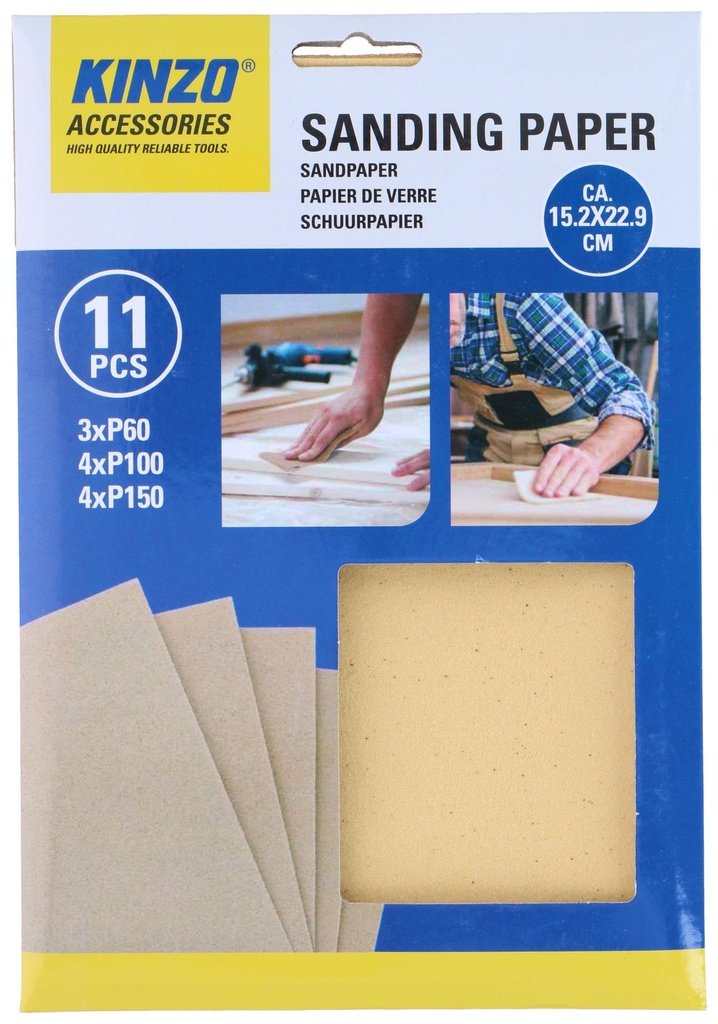 KINZO Sanding Paper 15.2x22.9cm P60/P100/P150