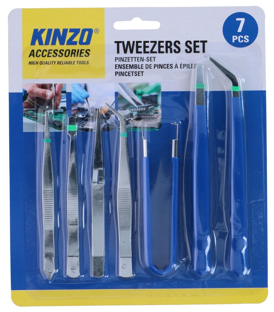 KINZO Precision Tweezers Set 7-Piece