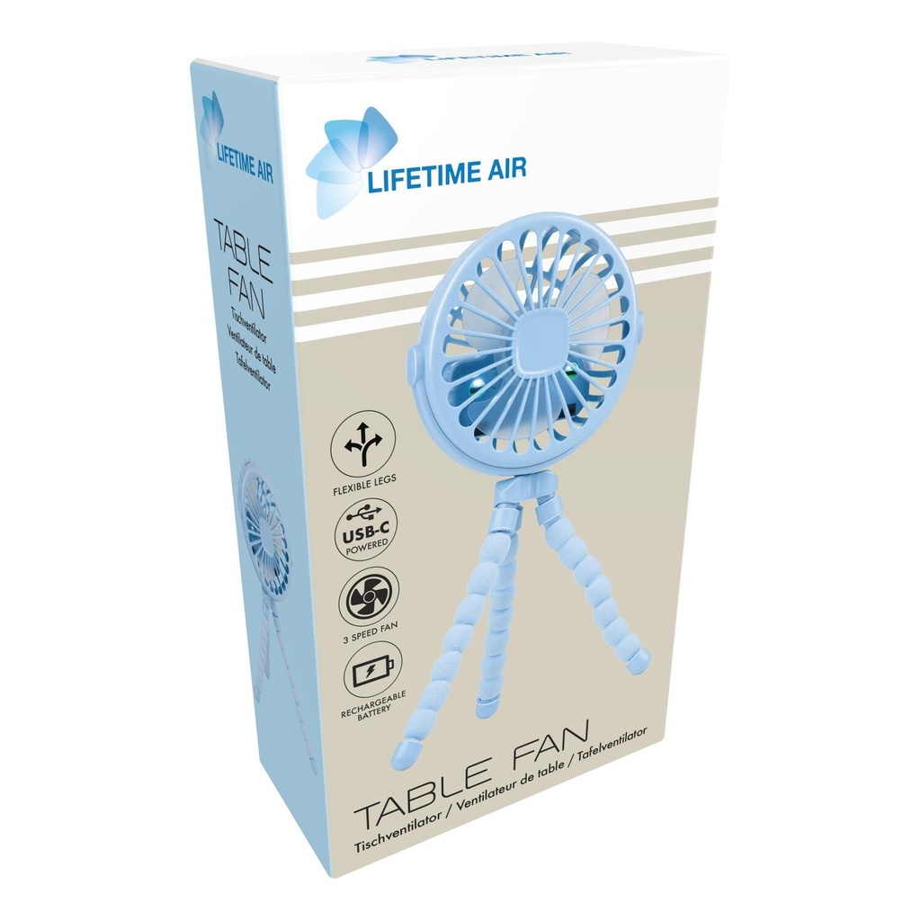LIFETIME Table Fan USB 500mAh Blue