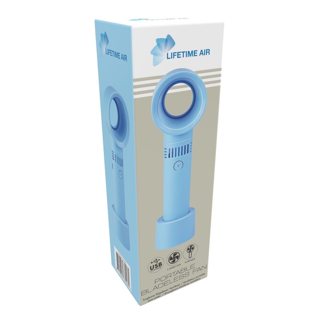 LIFETIME Portable Bladeless USB Fan Blue