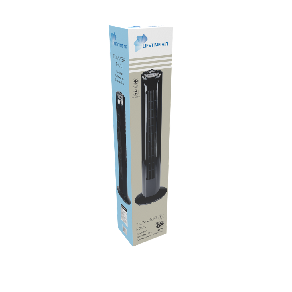 LIFETIME Tower Fan 230V 81cm 45W Black
