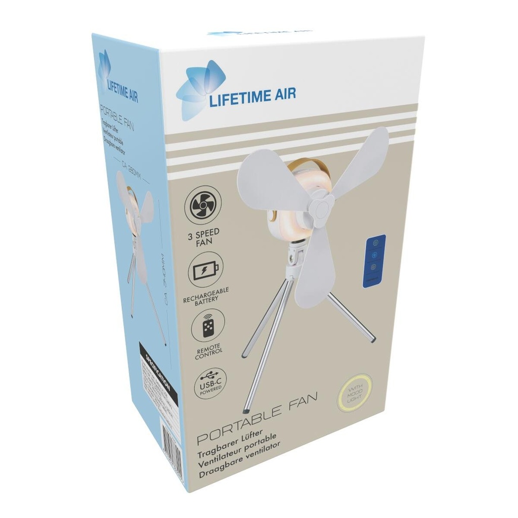 [871125233304] LIFETIME Table Fan 12cm USB 2000mAh