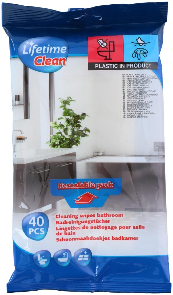 LIFETIME Cleaning Wipes Bathroom 18x20cm