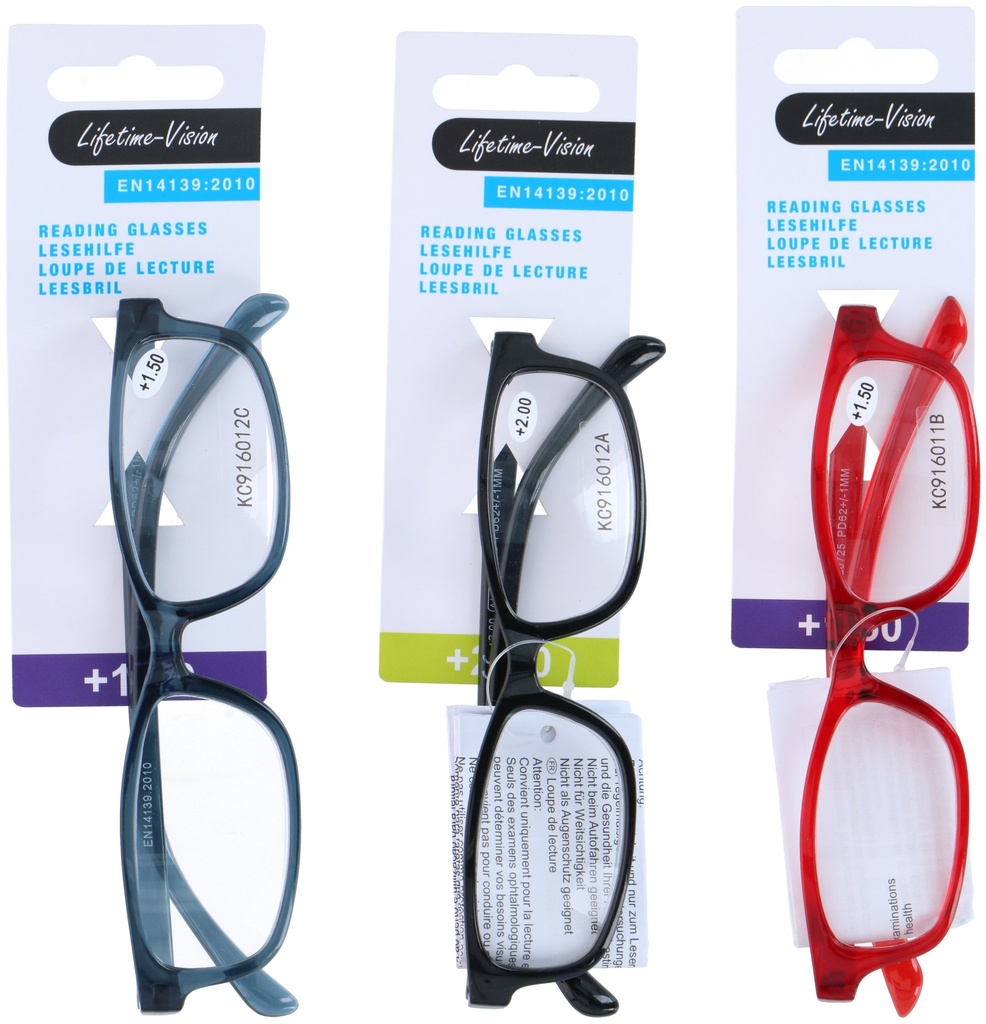 LIFETIME Reading Glasses 4 Diopter Various Colours