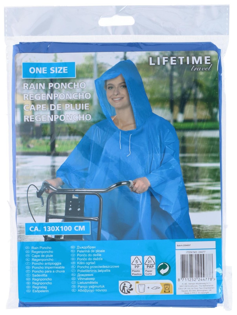 [871125224477] LIFETIME Poncho 130x100cm with Hood