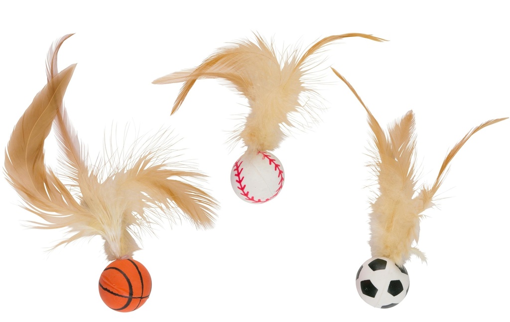 [871125243700] PET TOYS Cat Toy Ball with Feather Ø4.5cm