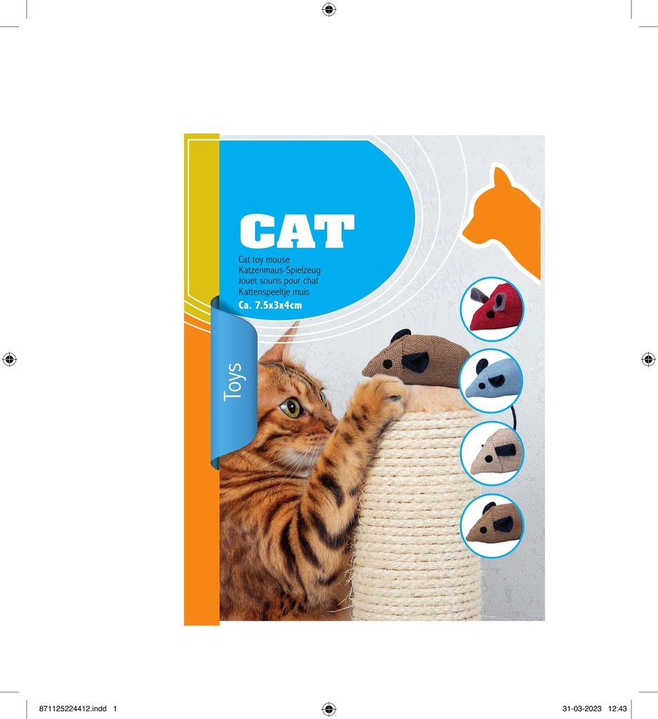 [871125224412] PET TOYS Cat Toy Mouse 7.5cm