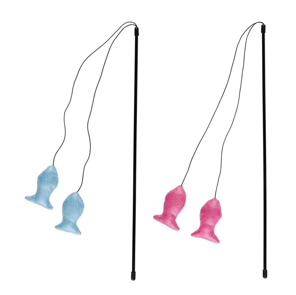 PET TOYS Cat Toy Teaser Wand With 2 Fish