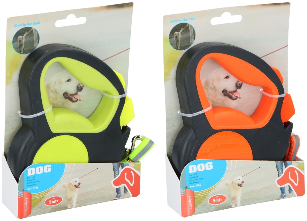 PET TREATMENT Dog Leash Retractable 5m Glow in the Dark