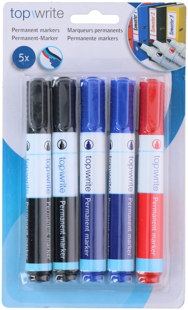 TOPWRITE Permanent Marker Black Blue Red