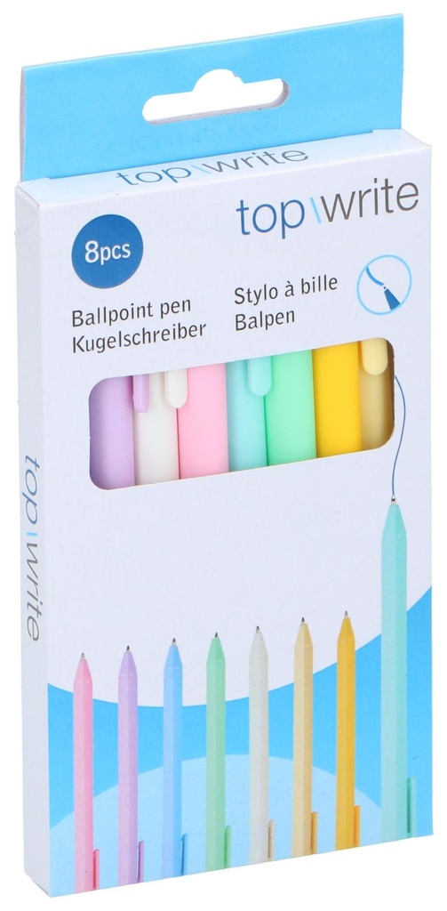 TOPWRITE Ballpoint Pen Pastel Blue Ink 1mm