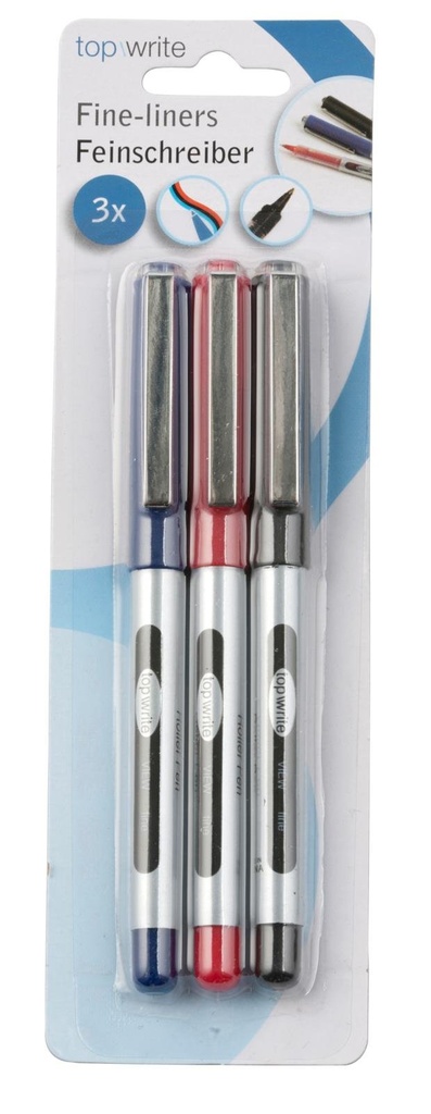 TOPWRITE Fineliner 0.5mm Blue Red Black