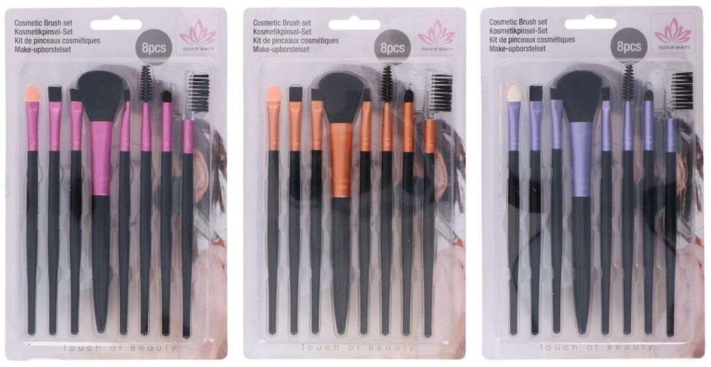 TOUCH OF BEAUTY Cosmetic Brush 8-Piece Set