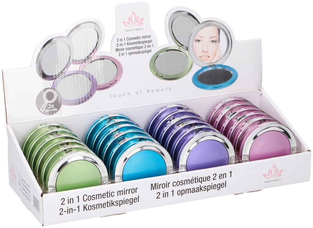 TOUCH OF BEAUTY Make-up Mirror D7.5cm 2x Magnification