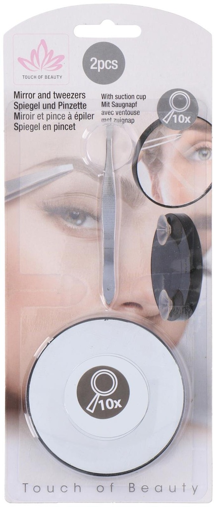 TOUCH OF BEAUTY Mirror with Tweezer 10x Magnification