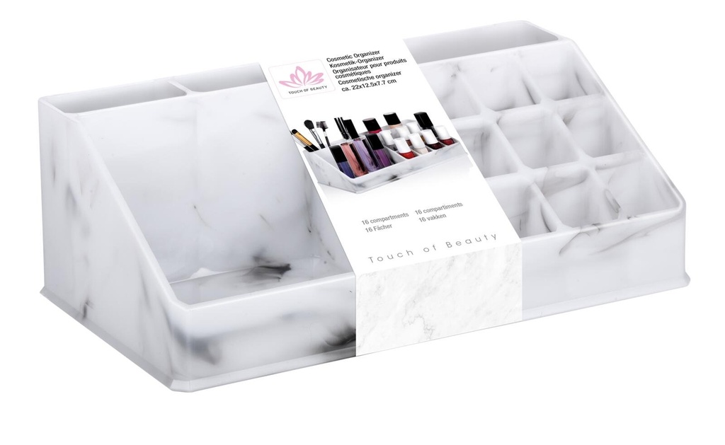TOUCH OF BEAUTY Cosmetic Organizer Marble Look 22x12.5x7.7cm