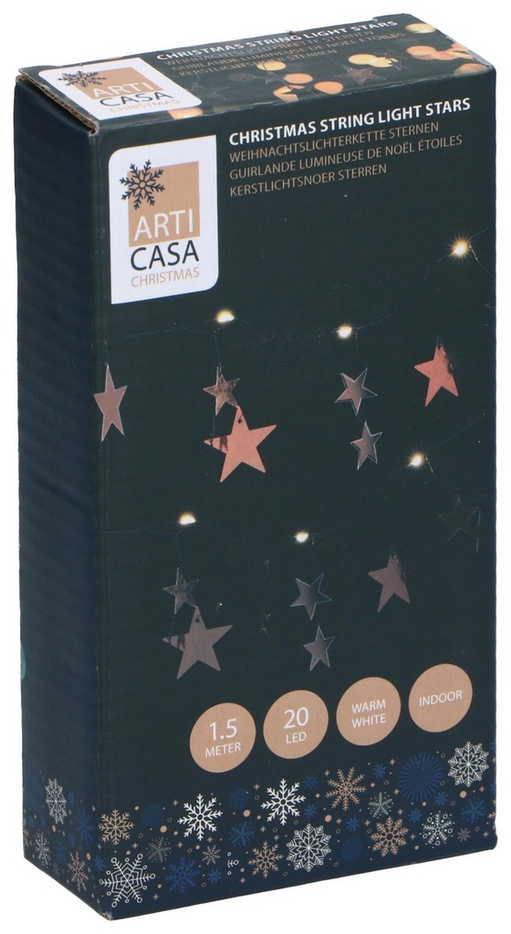ARTICASA Christmas String Lights Stars 1.5m 20 LED Warm White