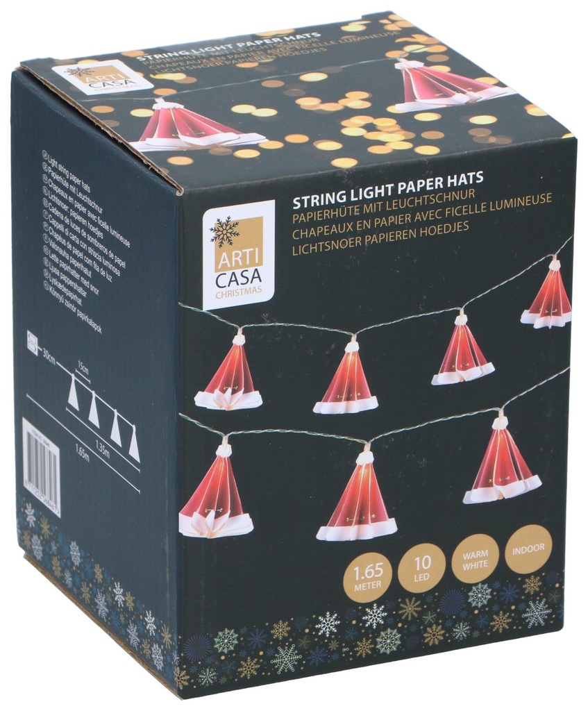 [871125256846] ARTICASA Christmas String Light Paper Hats 10 LED