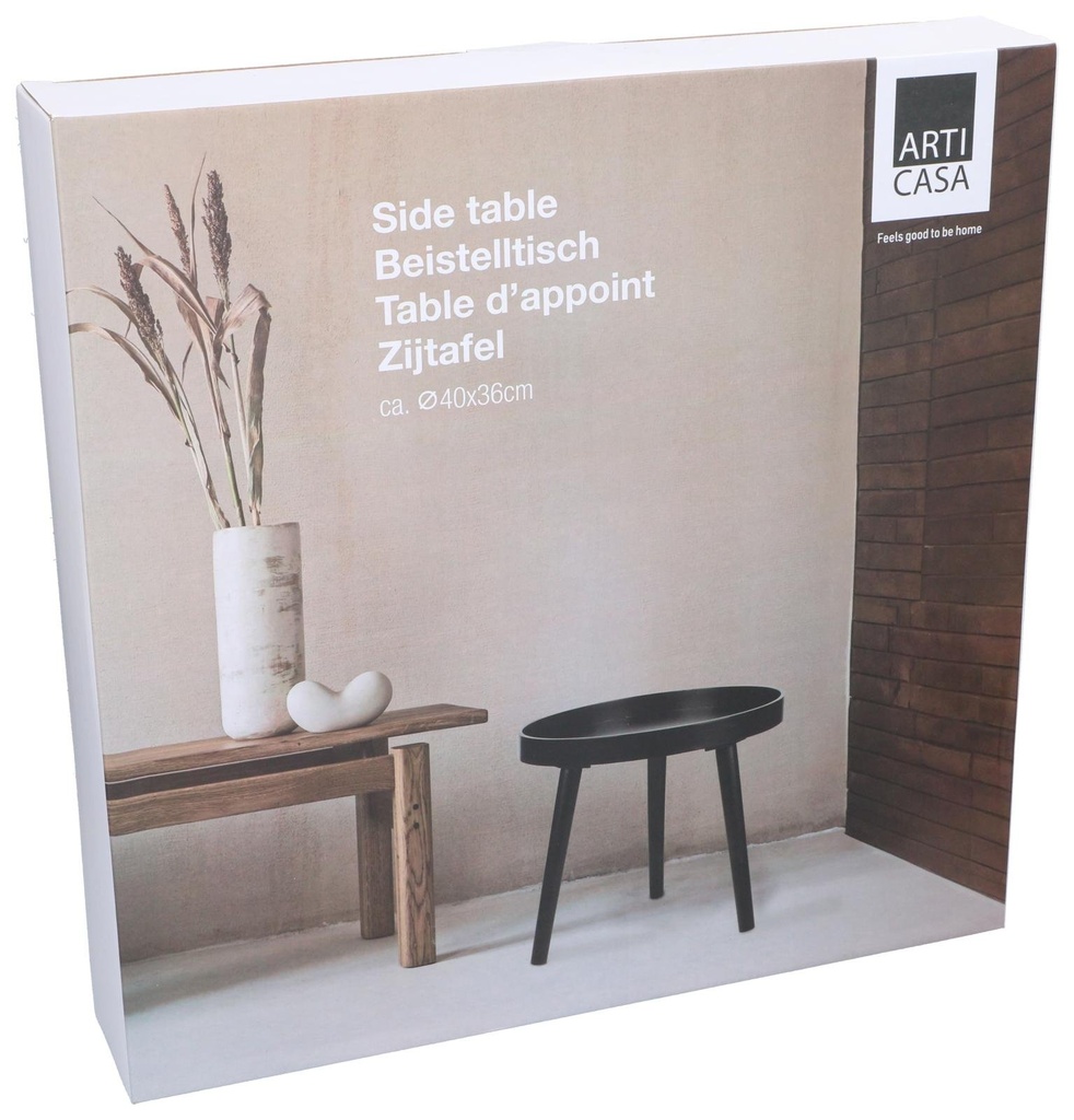 ARTICASA Side Table Round Black ⌀40x36cm